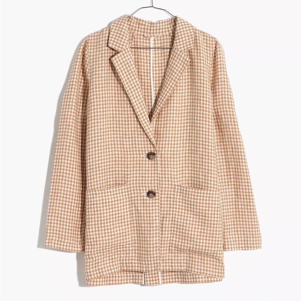 Madewell Linen Dorset Blazer in Gingham Check